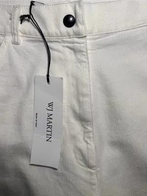 WJ Martin Roberta White Wide Leg Denim Pants Cotton Linen Blend NWT Sz 46 US 10 thumbnail 6