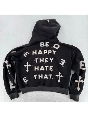 Eternally Devine Hoodie Sweatshirt Distressed Religious Cross Novelty Grunge thumbnail 4