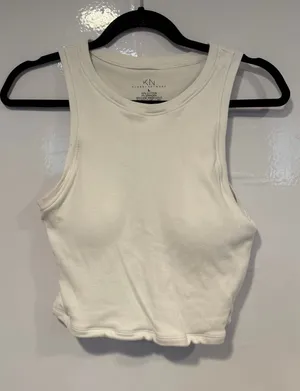 White Ribbed Klassy Network‎ Tank Top thumbnail 1