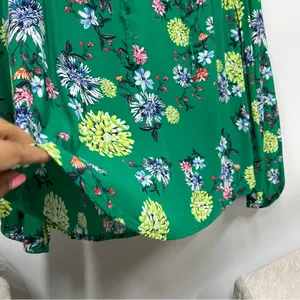 LOFT xl Green Floral Blouse women’s ruffle lightweight long sleeve casual top thumbnail 10