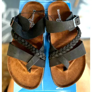 Mountain Sole Womens Leather Footbed Sandals Black size 7 thumbnail 2