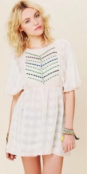 Free People | New Romantics | Rainbow Sheer Flower Bud Embroidered Tunic thumbnail 1