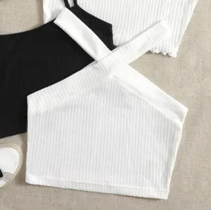 Shein White Cross Strap Crop Top thumbnail 1