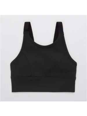 Offline By aerie Black Ribbed Sports Bra Large thumbnail 3