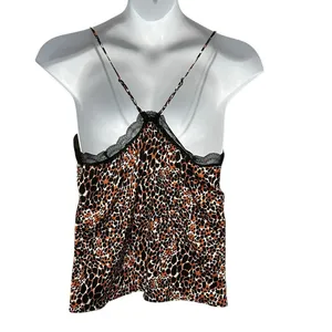Y2K Scoop Women Leopard Cropped Cami Top XL‎ Lace Trim Night Club Coquette Layer thumbnail 3
