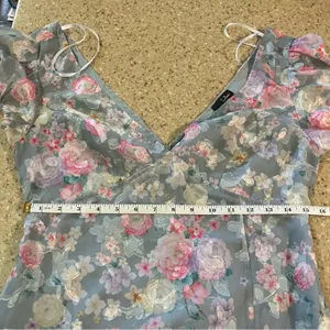 NWOT Lulus Elegant Personality Slate Blue Floral Burnout Midi Dress thumbnail 8