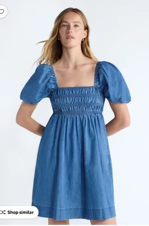 Free Assembly Puff Sleeve Denim Dress Size Large thumbnail 1