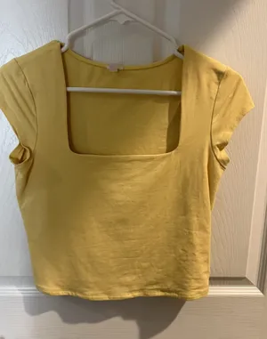Garage Butter Yellow Square Neck Crop Top thumbnail 1