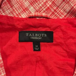 Talbots Linen Blend Blazer Business Casual 3/4 Sleeve Career Office Open Pink 14 thumbnail 5