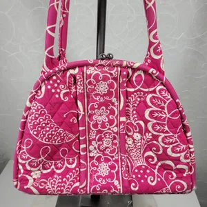 VTG Vera Bradley Eloise Bag Large Barbie Hot Pink Kiss Lock Dome Shoulder Purse thumbnail 5