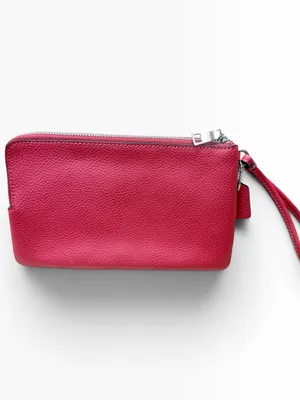 Coach Discontinued Double Corner Zip Wristlet Bright Red Leather F87590 NWOT thumbnail 2