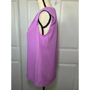 Banana‎ Republic Purple Cap Sleeve Top Pleated Neck Size XS thumbnail 3