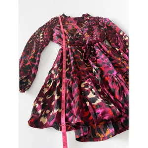 Sirena Abstract Leopard Print Mini Dress Burgundy Pink Long Sleeve Belted Small thumbnail 6
