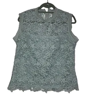 Nanette‎ Lepore knit embroidered sleeveless top women's size large zip back thumbnail 1