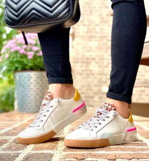 Dolce Vita Zina Multicolor Sneaker Pink White Leopard- Size 10 thumbnail 1