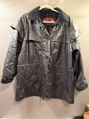 Woolrich Women’s navy blue Waterproof Trench-Style Jacket size medium vintage thumbnail 1