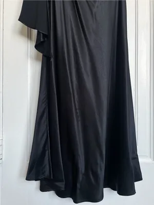 Meshki • Calliope One Shoulder Maxi Dress gown black satin formal evening draped thumbnail 7