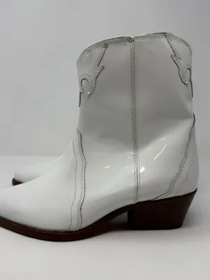 Free People New Frontier Western Cowboy Boot Womens 6.5 White Patent Leather NWT thumbnail 9