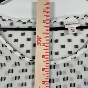 Merona Womens XL White Black Geometric Dot Babydoll Blouse Balloon Sleeve Cottagecore thumbnail 12