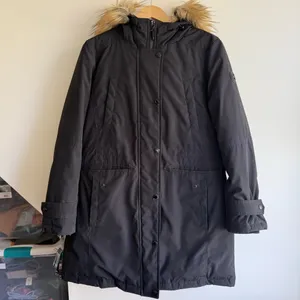 Michael Kors Women's Black Parka Coat with Fur Trim Size Medium thumbnail 2
