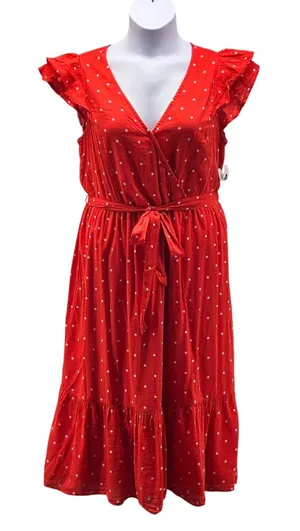 Old Navy Polka Dot Wrap Dress‎ Red Large thumbnail 1