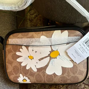 Coach Authentic Signature floral canvas/ smooth leather top zip Crossbody thumbnail 10