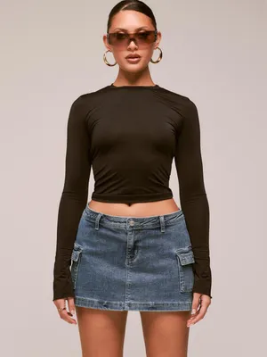 Princess Polly Grishea Low Rise Denim Skirt Size 4 New with tag thumbnail 6