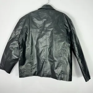 Leather Lambskin Jacket Vtg 90s Mens Large Black‎ Grunge Alt Edgy Trump Marina thumbnail 5