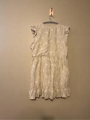 Lulus Sunny Crush Beige and Ivory Striped‎ Embroidered Mini Dress Size XL NWT thumbnail 8