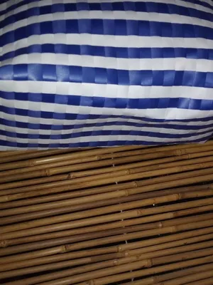 Wax Straw L Seaside Striped Tote Bag in Blue White thumbnail 2