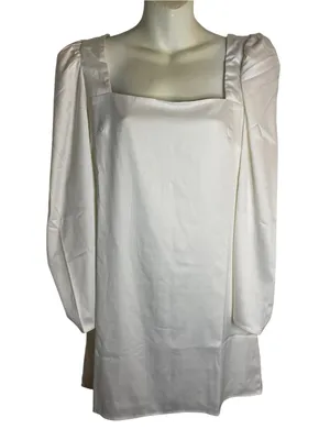 Danielle Bernstein White Square Neck Long Sleeve Mini Dress Size Large thumbnail 1