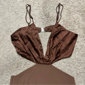 NWT Abercrombie & Fitch Chocolate Brown Satin Maxi thumbnail 5