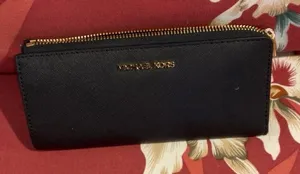 MICHAEL KORS Black Saffiano Zip Wallet with Gold Hardware thumbnail 1