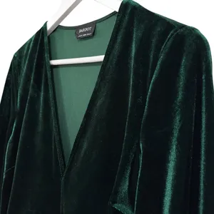 Bardot Long Sleeve Velour Green Spring Bodysuit Size Medium Women’s thumbnail 3