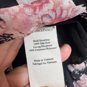 LoveShackFancy Pink Black Floral Garden Tiered Mini Skirt Large 100% Silk thumbnail 6