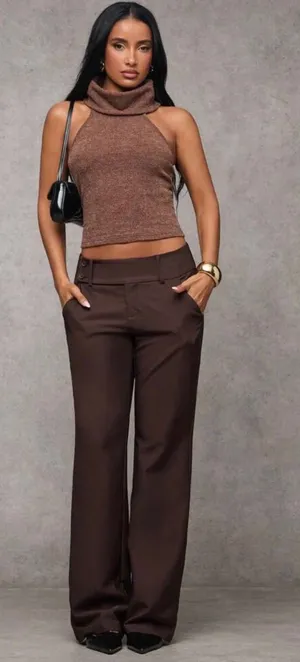 Shein Brown Wide-Leg Pants thumbnail 1