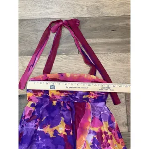 Johnny Martin Purple Yellow Chiffon Halter A‑Line Dress Resort Summer Beach thumbnail 5