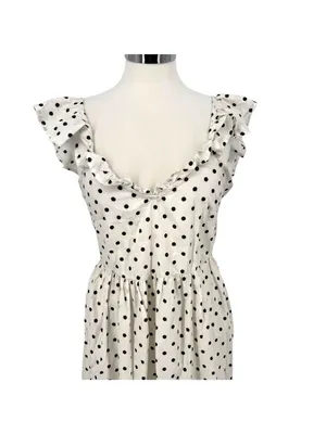 Boohoo Polka Dot Midi Dress Cottagecore French GirlmRetro Ruffle Size 8 NWT thumbnail 7