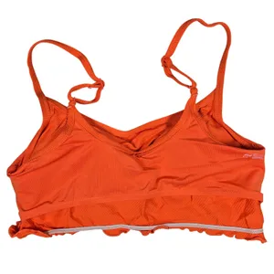 Aerie Orange Textured Lettuce‎ Hem Scoop Bikini Swim Top Crop Bra L thumbnail 4