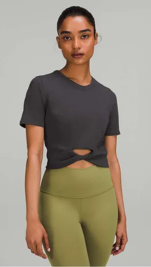 Lululemon Cropped Nulu Twist-Hem Short-Sleeve Shirt thumbnail 1