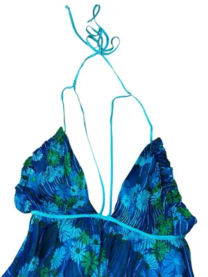 Urban Outfitters Halter Maxi Dress Blue Daisy Floral Boho Summer Party Fairy thumbnail 4