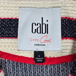 Cabi 5094 Cruise Striped Blazer Jacket 6‎ Navy Cream Red Gold Buttons thumbnail 4
