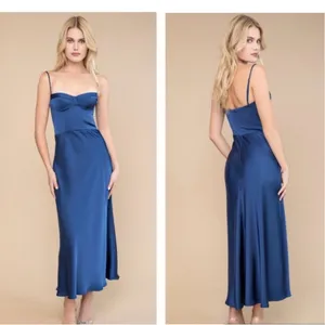 NEW Katie May Flora Seamed Bustier Navy Blue Cocktail Dress sz L thumbnail 2