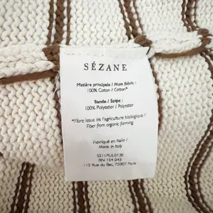 Sezane Leontine Cotton Henley Button Collar Pullover Jumper Sweater Ecru Camel thumbnail 3