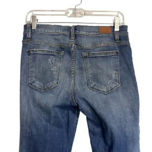 Judy Blue Distressed Skinny Jeans Blue Mid Rise Raw Hem Cuffed‎ Denim 30x28 thumbnail 6
