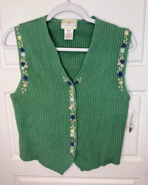 Susan Bristol Vintage Embroidered Vest Size Pp Small Grandma Cottage NWOT thumbnail 1