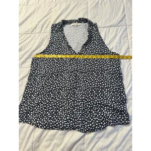 LOFT Tank Women's Large Navy Cream Floral Office Loose Career Summer Spring thumbnail 3
