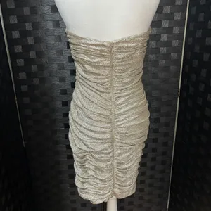 Hailey Adrianna Papell Dress Gold Metallic Ruched Strapless Bodycon Glam Hoco 10 thumbnail 6