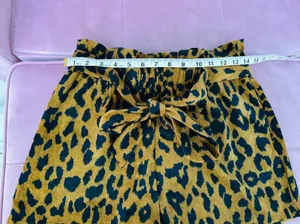 LA Corduroy Cheetah belted paper bag Shorts brown black Size Medium thumbnail 6