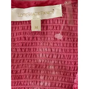 Loveshackfancy Evan Mini Dress Womens‎ Medium Pink Tie Dye Velvet Ruffle Smocked thumbnail 4